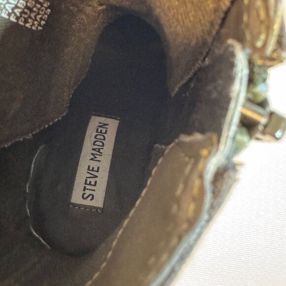 Steve Madden Brawler Combat Boots Size 7.5 Green Camo Platform Lug Sole Chunky - Picture 10 of 10